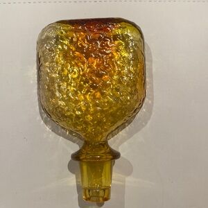 Huge Empoli glass genie bottle  stopper amberina